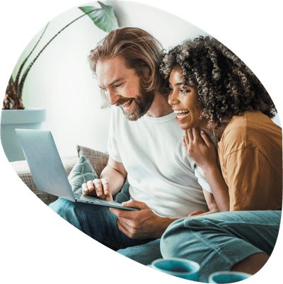 Happy woman on laptop